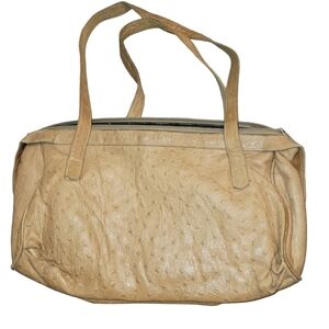 Vintage Halston Ostrich Leather Bag Tan